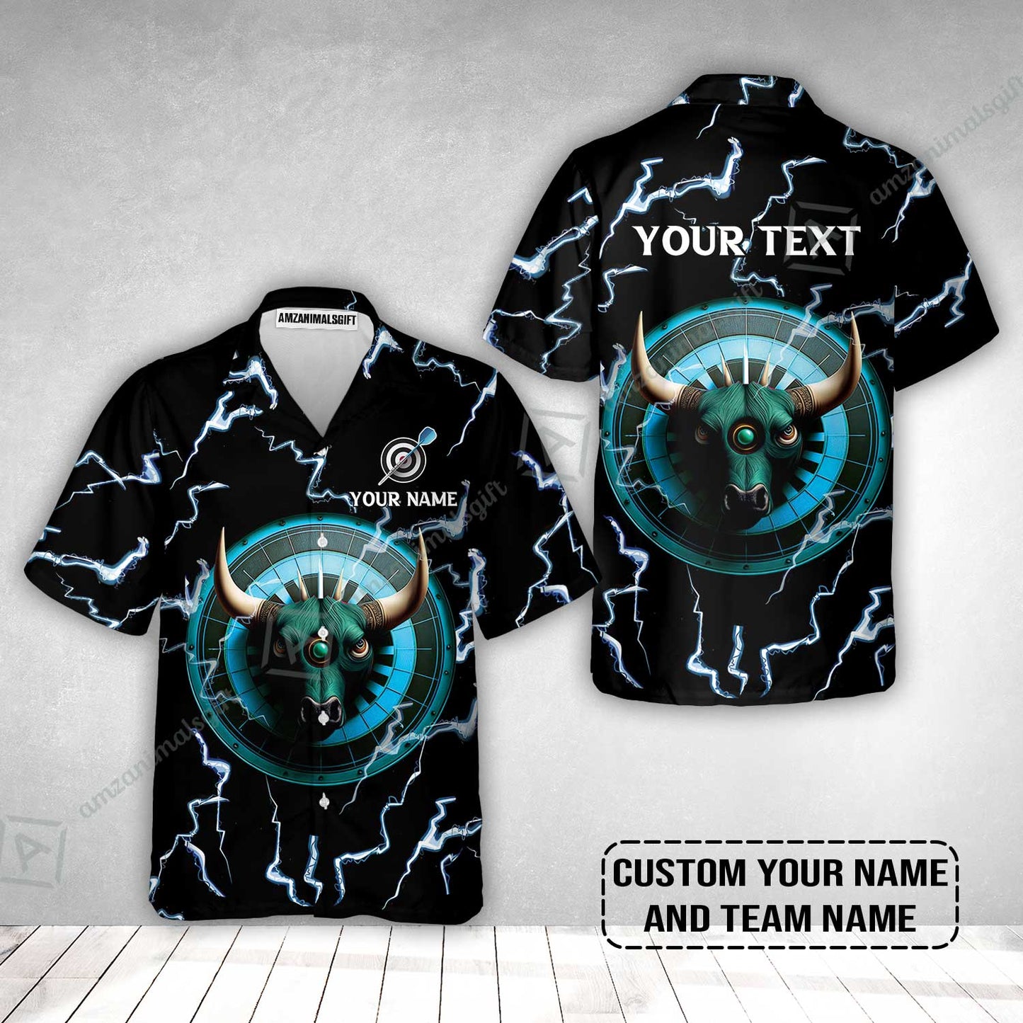 Customized Name & Text Darts Hawaiian Shirt, Personalized Name Bullseye Dartboard Hawaiian Shirt