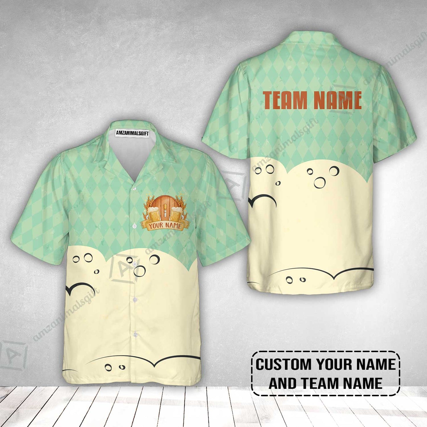 Custom Argyle Green Beer Pattern Design Oktoberfest Beer Festival Performance Hawaiian Shirt