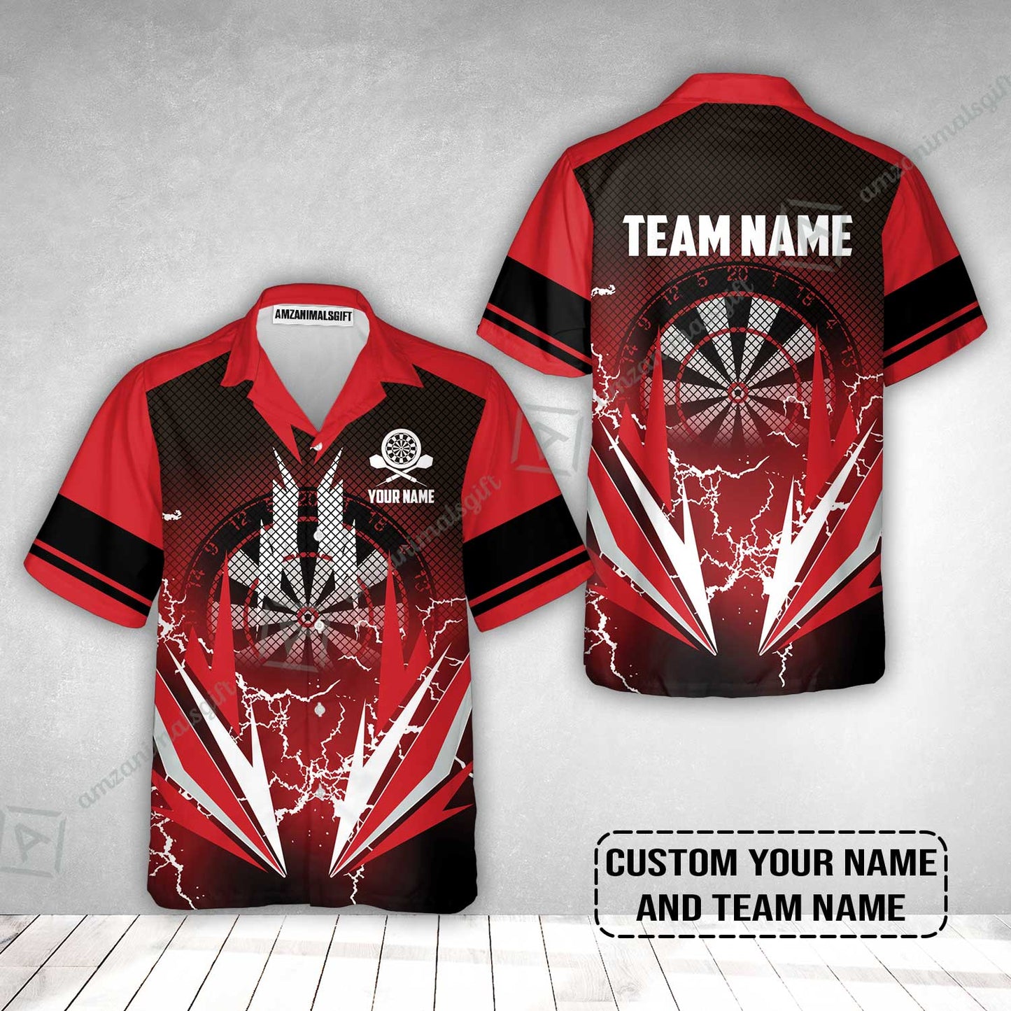 Customized Name & Team Name Darts Hawaiian Shirt, Thunder Lighting Darts Personalized Darts Hawaiian Shirt