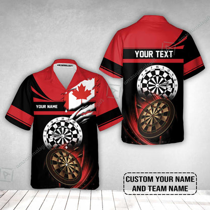 Customized Name & Text Darts Hawaiian Shirt, Canada Flag Personalized Name Darts Hawaiian Shirt