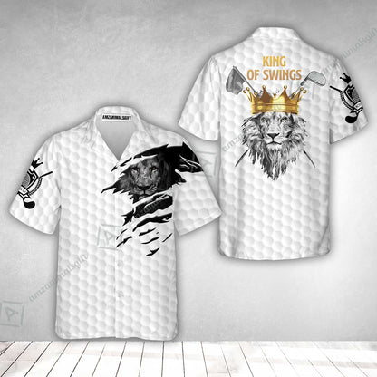 Black And White Lion King Sketching Golf Hawaiian Shirt, King Of Swings Lion Golfing Hawaiian Shirt