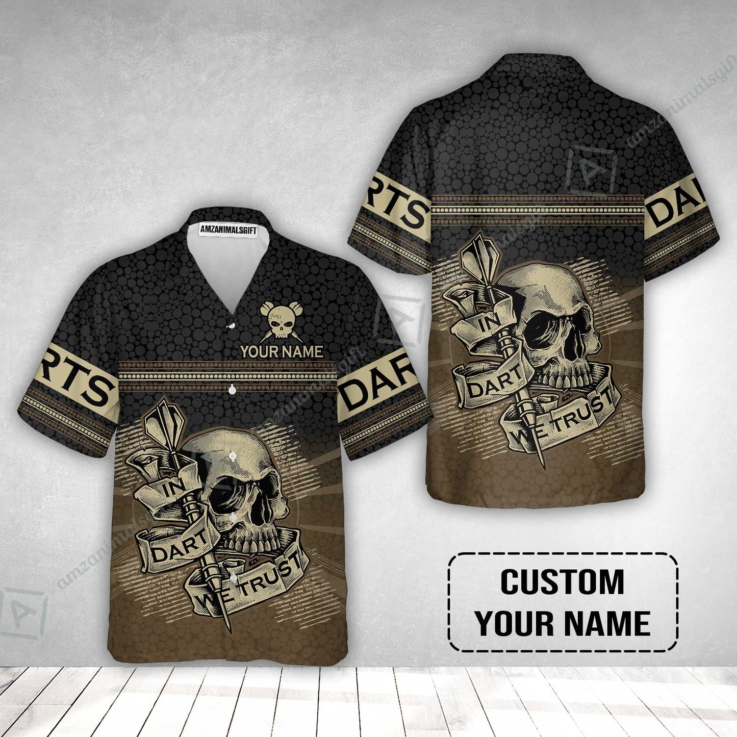 Customized Darts Hawaiian Shirt, Personalized Skull In Darts We Trust Darts Hawaiian Shirt