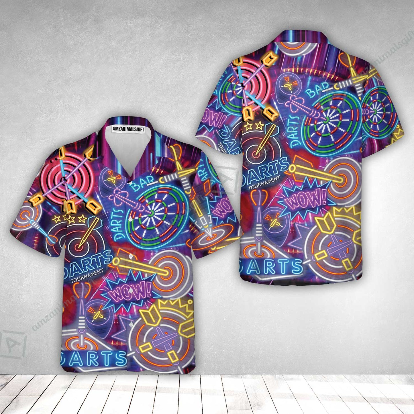 Darts Hawaiian Shirt, Neon Dartboard Hawaiian Shirt For Men Women, Gift For Friend, Darts Lovers, Team, Darts Players