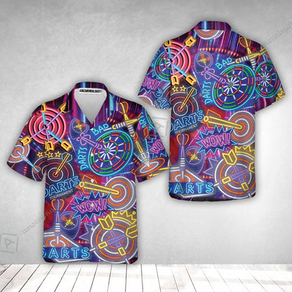 Darts Hawaiian Shirt, Neon Dartboard Hawaiian Shirt For Men Women, Gift For Friend, Darts Lovers, Team, Darts Players