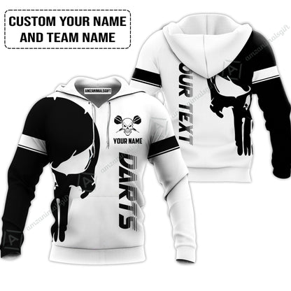 Customized Name & Text Darts Long Polo Shirt, Darts Skull Personalized Name Darts Long Polo Shirt