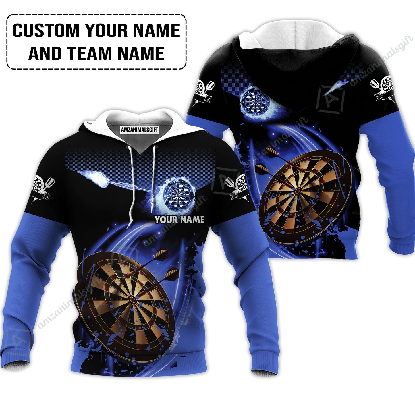 Customized Fire Darts Zip Polo Shirt, Personalized Darts For Team Zip Polo Shirt
