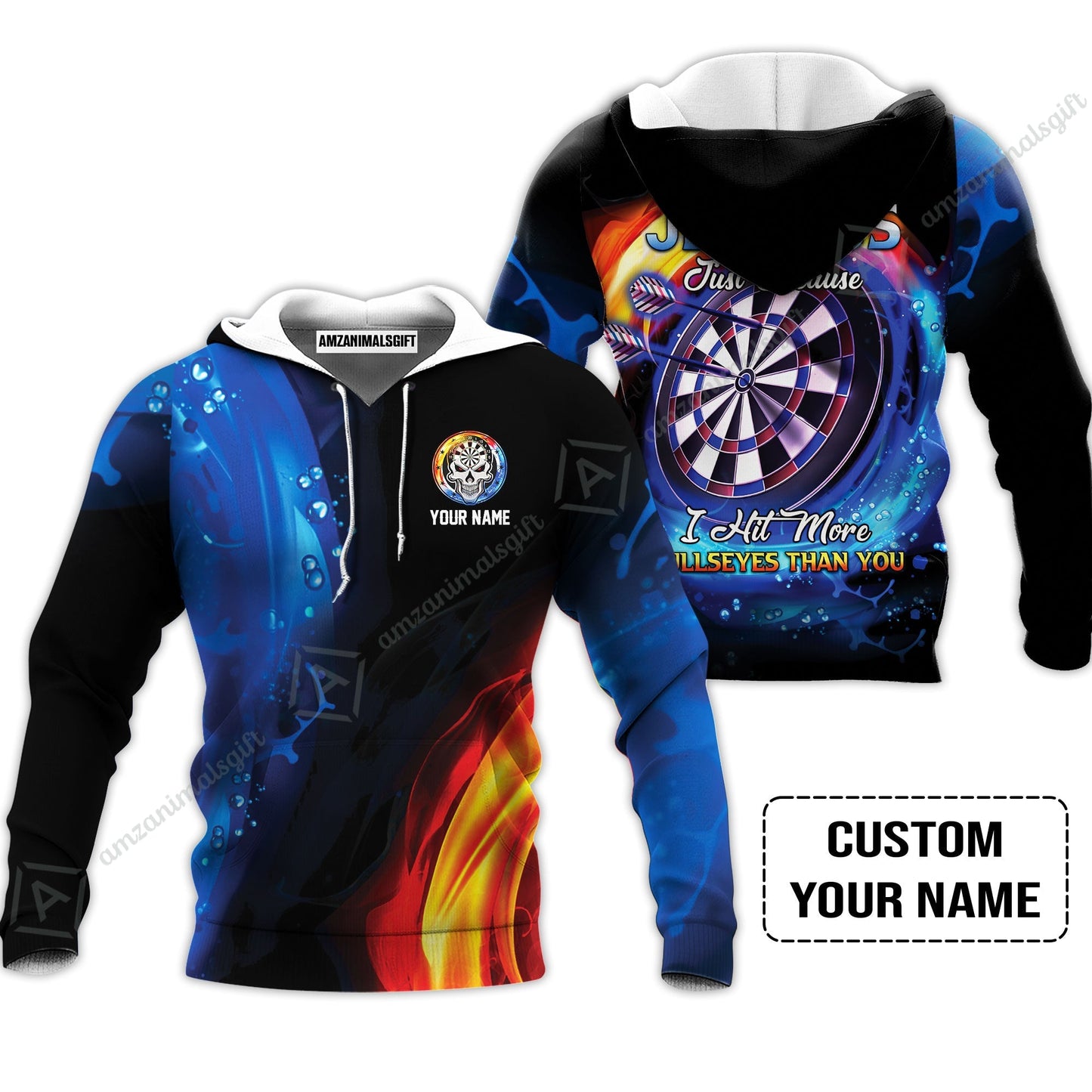 Customized Name Darts Zip Polo Shirt, Don't Be Jealous Personalized Skull Logo And Darts Zip Polo Shirt
