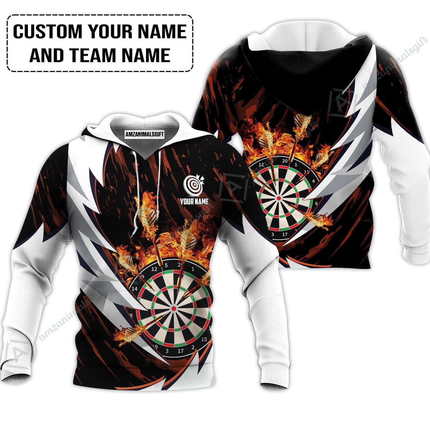 Customized Fire Thunderstorm Darts Zip Polo Shirt, Personalized Darts Zip Polo Shirt