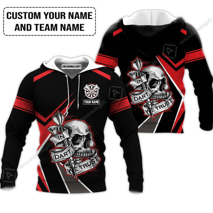 Customized Name & Text Darts Hawaiian Shirt, Skull In Darts We Trust Personalized Darts Hawaiian Shirt