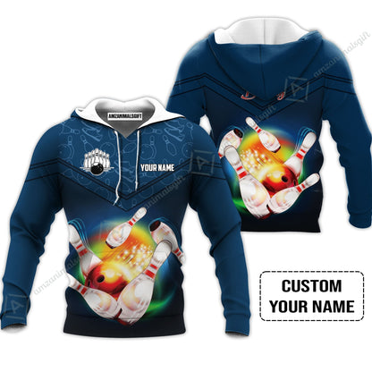 Custom Bowling Hoodie - Amazing Bowling Ball Pattern And Shoe Personalized Name Hoodie