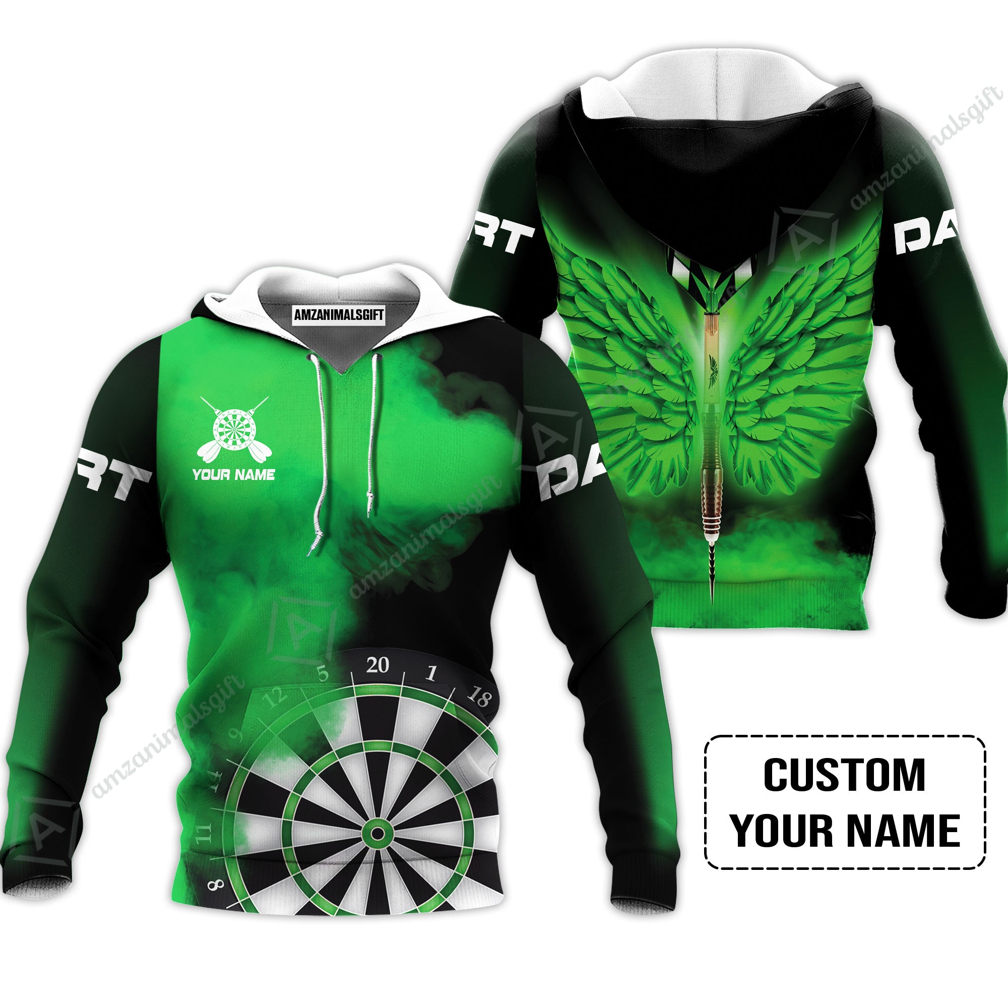 Customized Darts Hoodie, Darts Wings, Personalized Name Hoodie - Perfect Gift For Darts Lovers, Darts Players