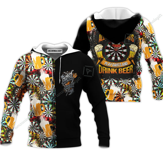 Darts Hoodie, Play Darts And Drink Beer, Colorful Summer Darts Hoodie
