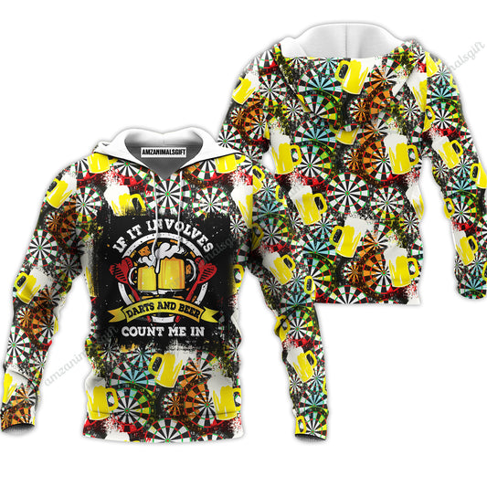 Customized Darts Hoodie, Darts And Beer I'm Here, Personalized Name Darts Hoodie