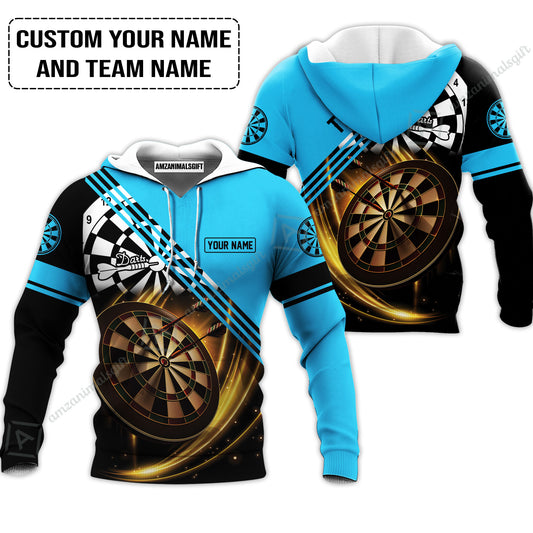 Customized Name & Team Name Darts Hoodie, I Love Darts Personalized Blue Darts Hoodie