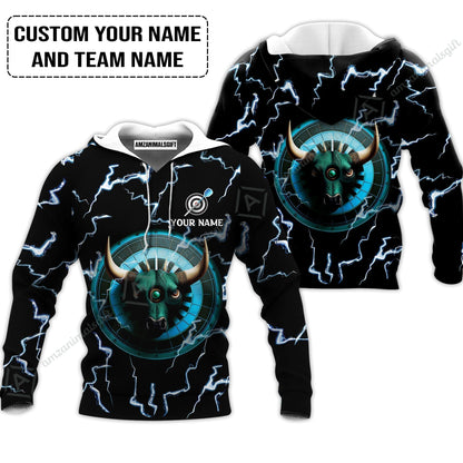 Customized Name & Text Darts T-Shirt, Personalized Name Bullseye Dartboard T-Shirt