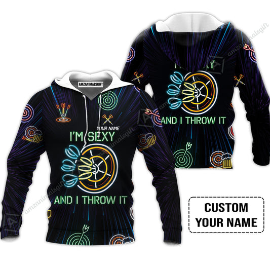 Customized Darts Hoodie, Personalized I'm Sexy And I Throw It Darts Hoodie