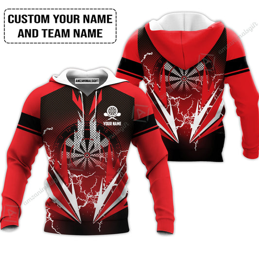 Customized Name & Team Name Darts Hoodie, Thunder Lighting Darts Personalized Darts Hoodie
