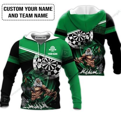 Customized Name & Text Darts Zip Polo Shirt, Personalized Name Poseidon Darts Zip Polo Shirt