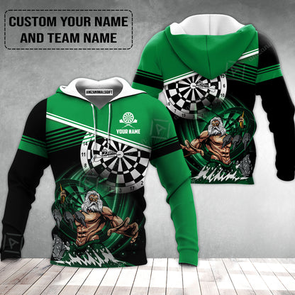 Customized Name & Text Darts Hoodie, Personalized Name Poseidon Darts Hoodie