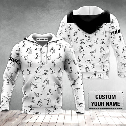 Golf Hoodie - Funny Golf Pattern Custom Name White Apparel - Personalized Gift For Golf Lover
