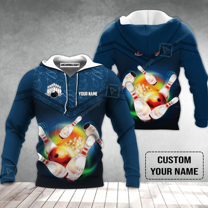 Custom Bowling Hoodie - Amazing Bowling Ball Pattern And Shoe Personalized Name Hoodie