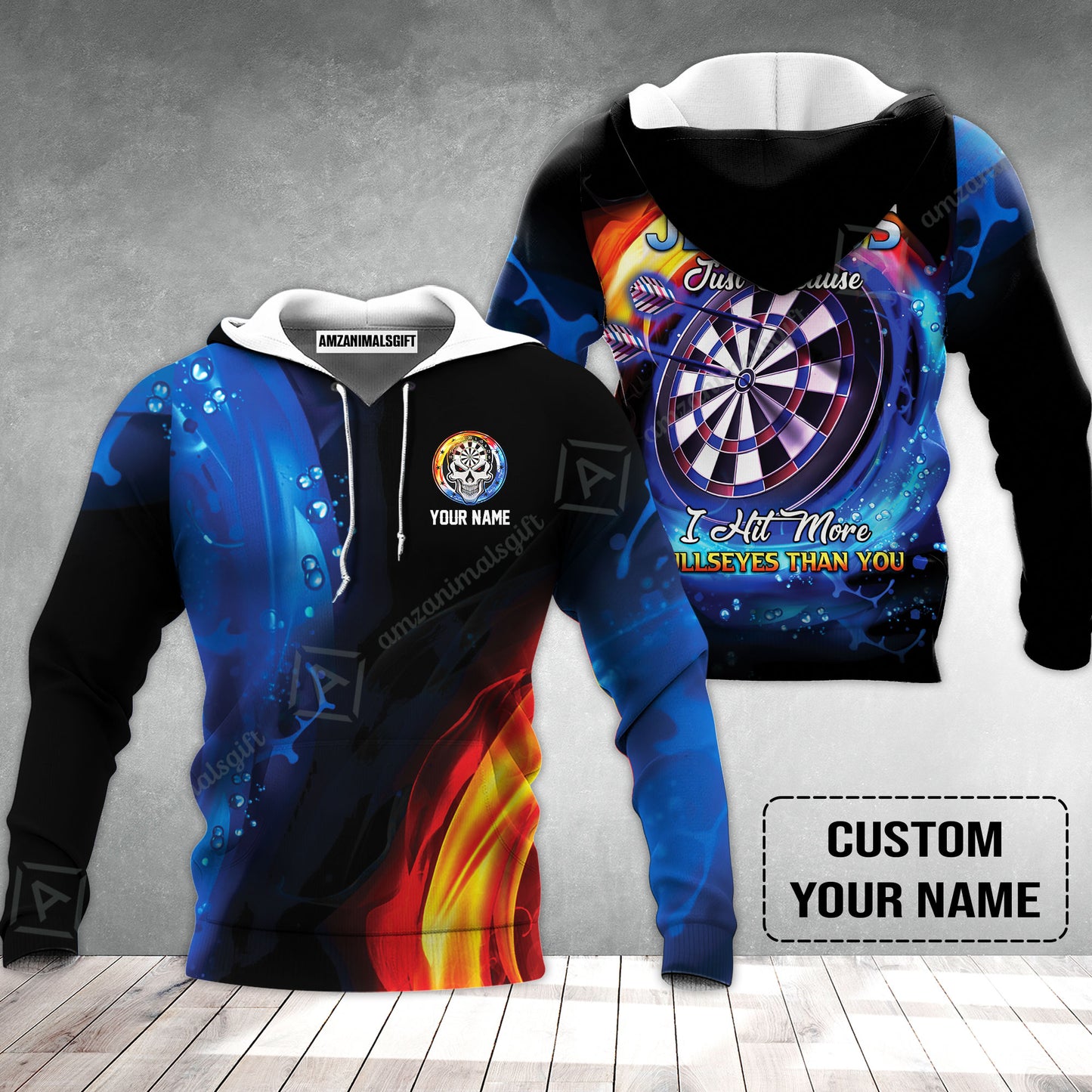 Customized Name Darts Hoodie, Don't Be Jealous Personalized Skull Logo And Darts Hoodie