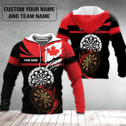 Customized Name & Text Darts Hoodie, Canada Flag Personalized Name Darts Hoodie