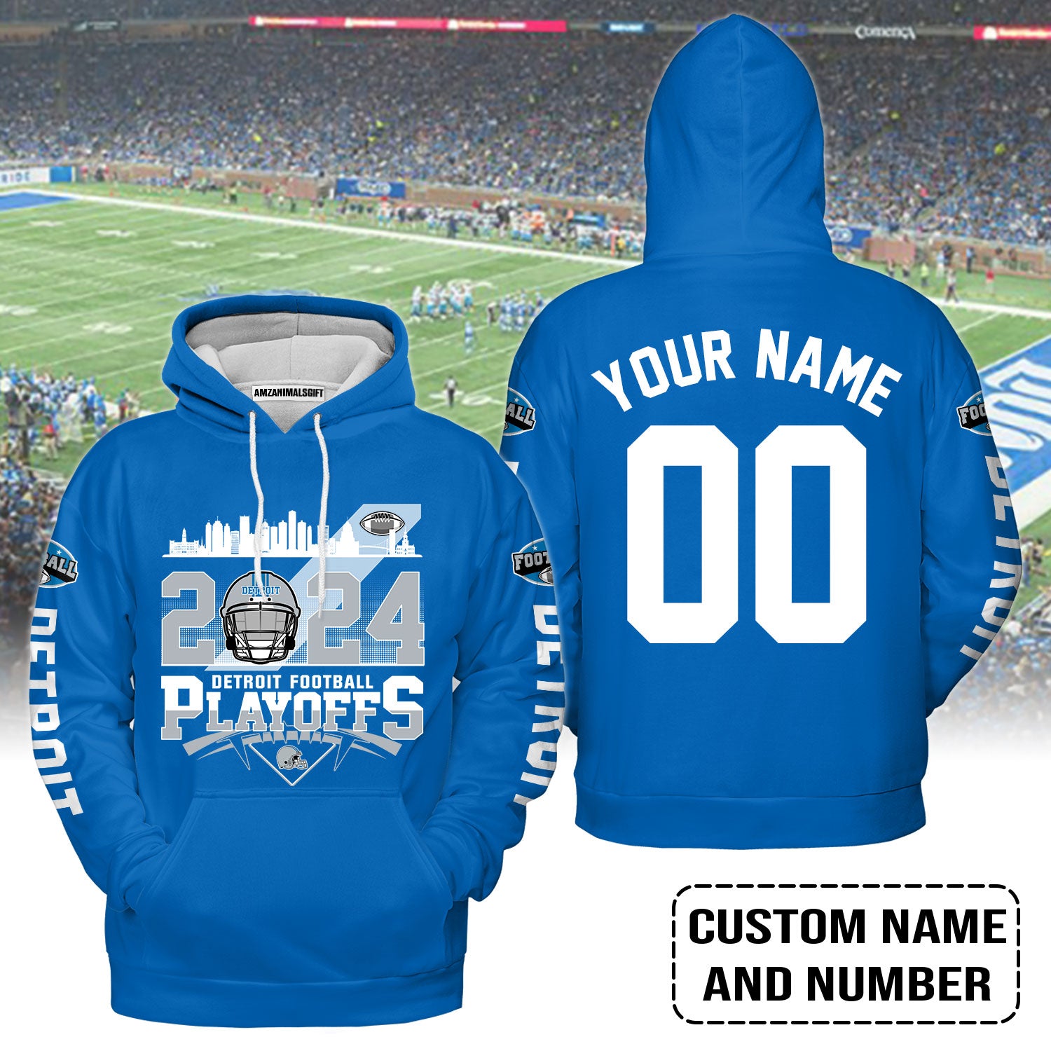 Detroit Football 2023-2024 Playoffs Custom Hoodie, Detroit Game Day Hoodie, Playoffs Shirts For Detroit Football Fans