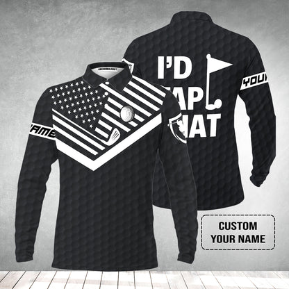 Men Golf Polo Shirt - Personalized Golf American Flag Golf Polo Shirt, I'd Tap That Golf Custom Shirt For Men, Gift Idea For Male Player