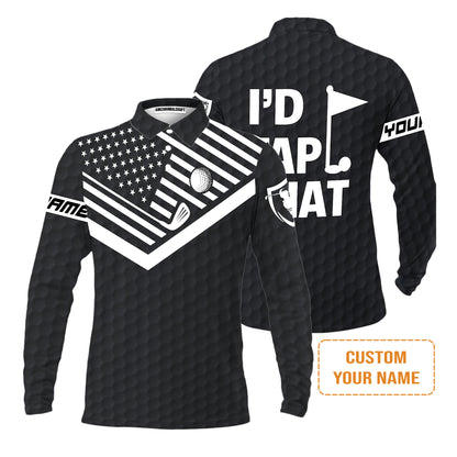 Men Golf Polo Shirt - Personalized Golf American Flag Golf Polo Shirt, I'd Tap That Golf Custom Shirt For Men, Gift Idea For Male Player