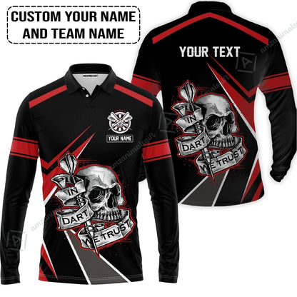 Customized Name & Text Darts Hawaiian Shirt, Skull In Darts We Trust Personalized Darts Hawaiian Shirt