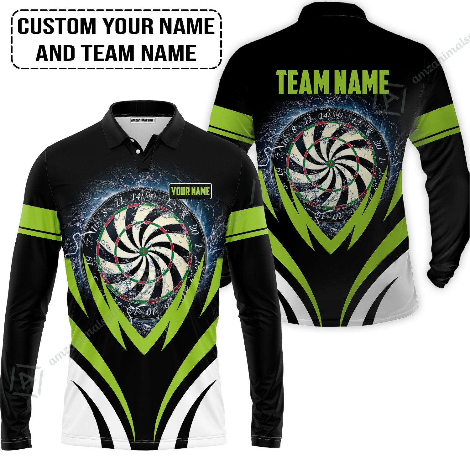 Customized Name & Team Name Darts Long Polo Shirt, Darts In Tornado Personalized Darts Long Polo Shirt