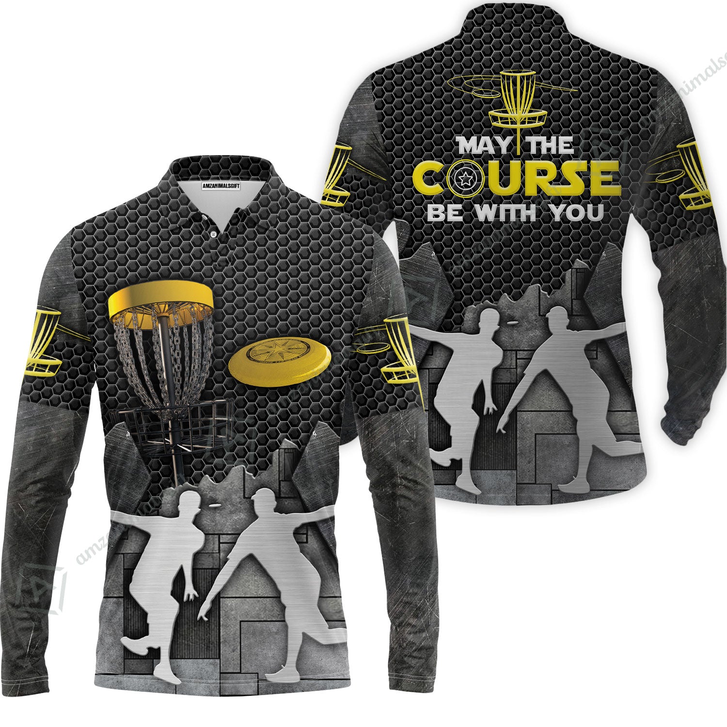 Disc Golf Long Polo Shirt , Disc Golf May The Course Be With You Long Polo Shirt - Gift For Disc Golfer, Friend, Family