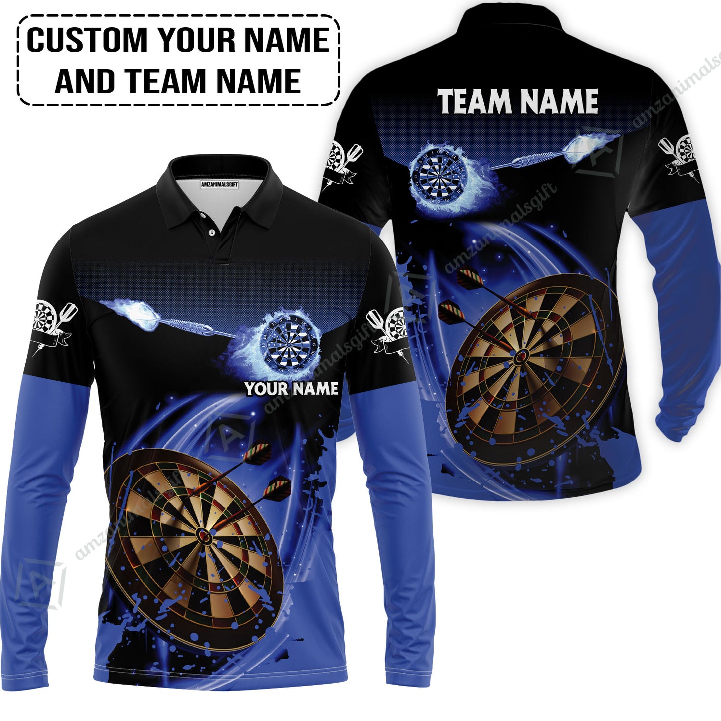 Customized Fire Darts Men Polo Shirt, Personalized Darts For Team Polo Shirt