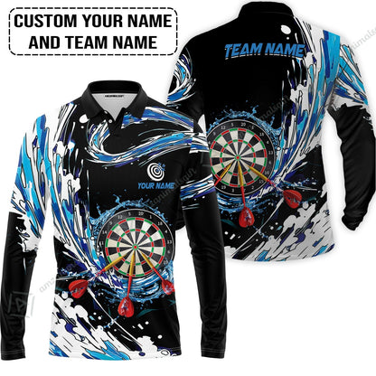 Custom Breath Of Water Darts Zip Polo Shirt, Personalized Darts For Team Zip Polo Shirt