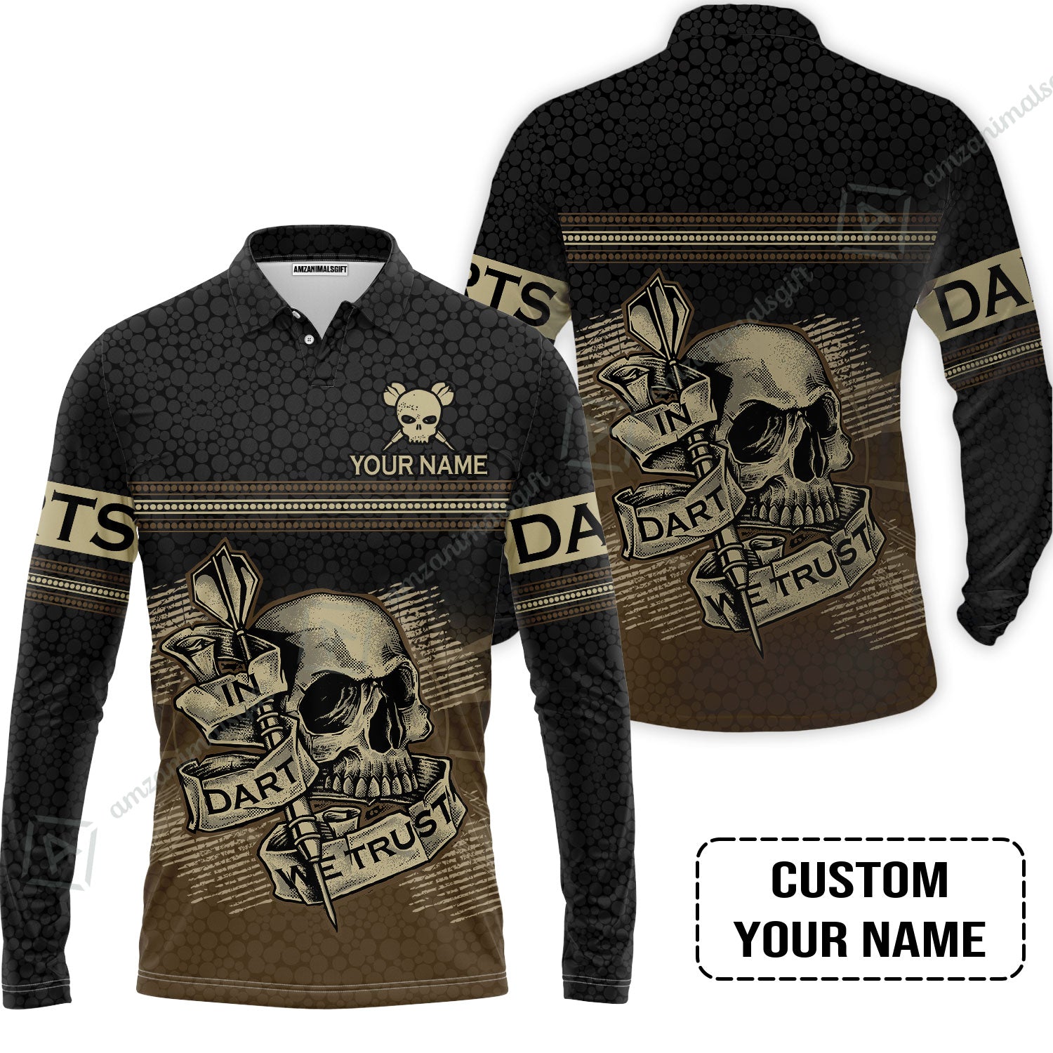 Customized Darts Long Polo Shirt, Personalized Skull In Darts We Trust Darts Long Polo Shirt