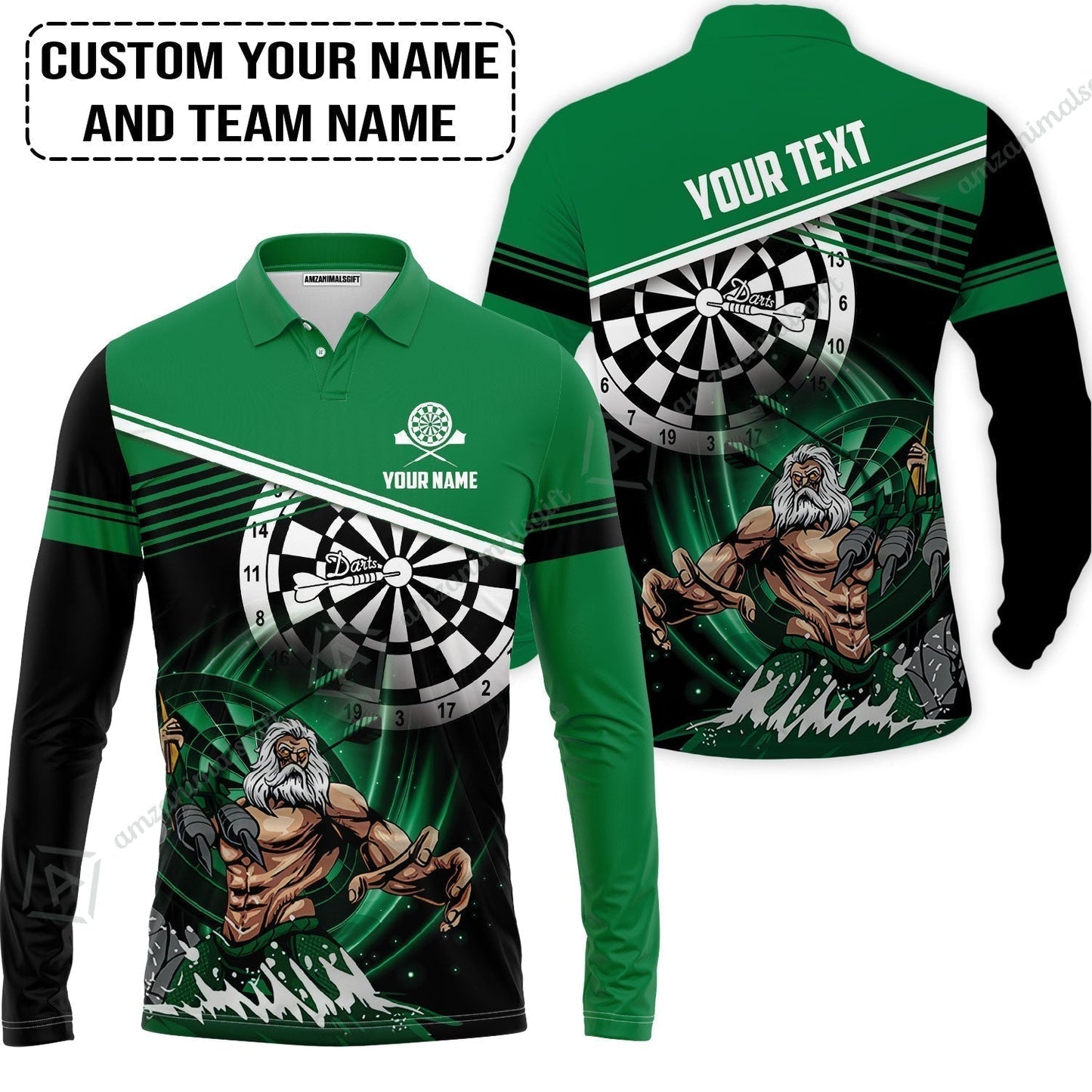 Customized Name & Text Darts T-Shirt, Personalized Name Poseidon Darts T-Shirt