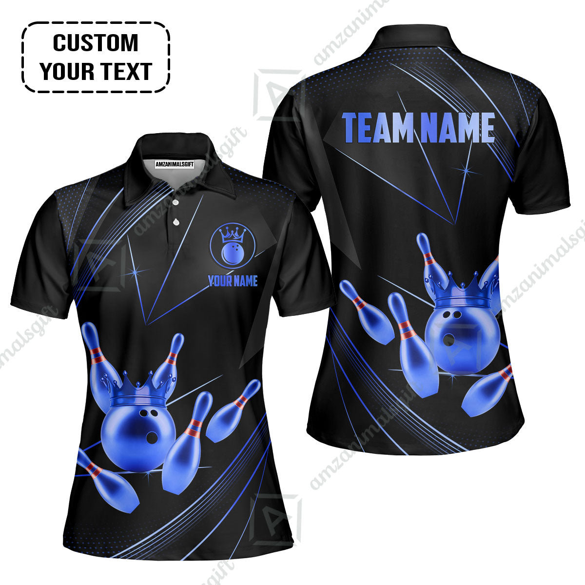 Custom bowling uniforms, Bowling Jerseys Shirts, Bowling Ball & Pins Premium Crown Customized Name And Team Name For Bowling Team Men Women