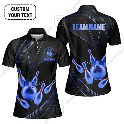 Custom bowling uniforms, Bowling Jerseys Shirts, Bowling Ball & Pins Premium Crown Customized Name And Team Name For Bowling Team Men Women