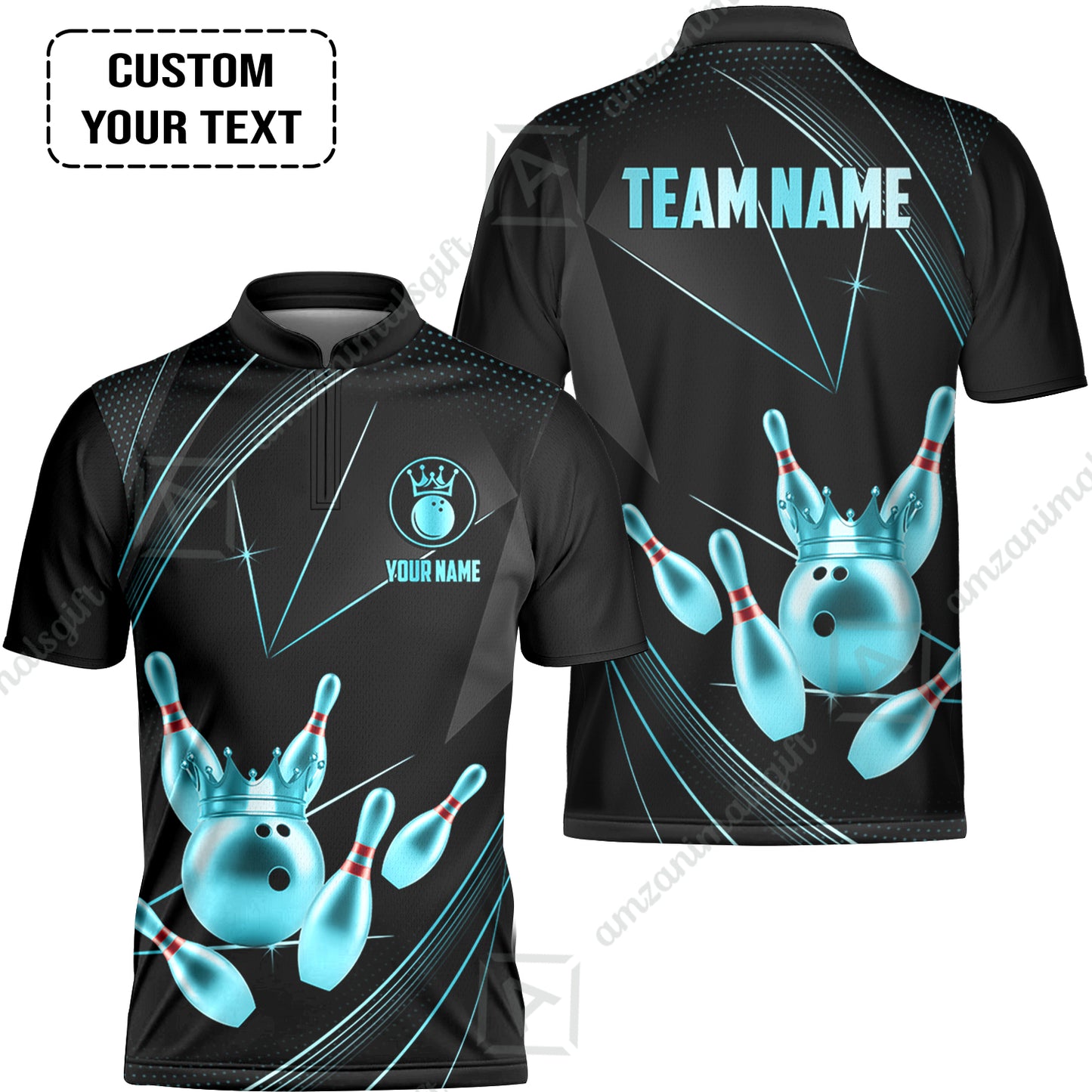 Custom bowling uniforms, Bowling Jerseys Shirts, Bowling Ball & Pins Premium Crown Customized Name And Team Name For Bowling Team Men Women