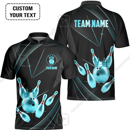 Custom bowling uniforms, Bowling Jerseys Shirts, Bowling Ball & Pins Premium Crown Customized Name And Team Name For Bowling Team Men Women