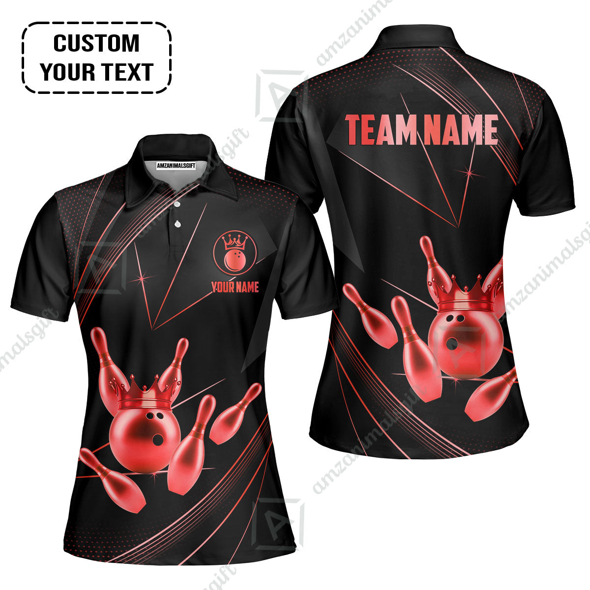 Custom bowling uniforms, Bowling Jerseys Shirts, Bowling Ball & Pins Premium Crown Customized Name And Team Name For Bowling Team Men Women