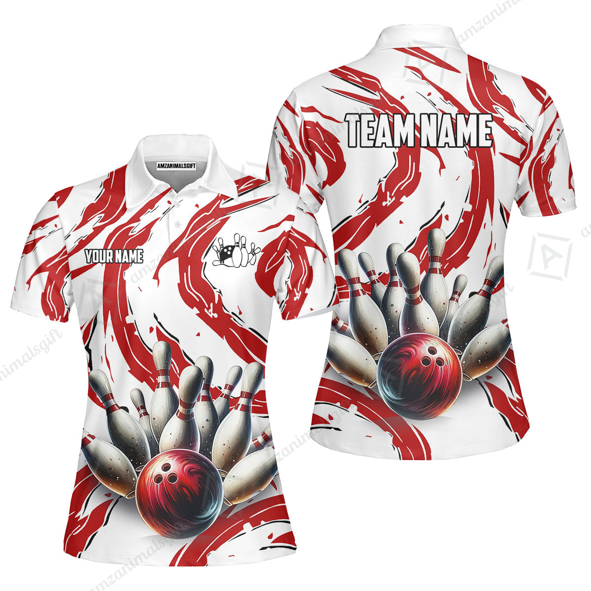 Custom Sport Bowling Team Jersey, Sport Bowling Jersey Multicolor Polo Quarter-Zip Shirts, Bowling Uniforms Jerseys, Custom Name And Team Name