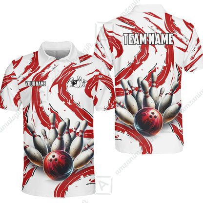 Custom Sport Bowling Team Jersey, Sport Bowling Jersey Multicolor Polo Quarter-Zip Shirts, Bowling Uniforms Jerseys, Custom Name And Team Name