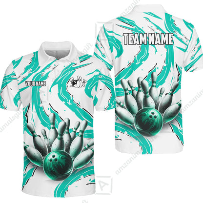 Custom Sport Bowling Team Jersey, Sport Bowling Jersey Multicolor Polo Quarter-Zip Shirts, Bowling Uniforms Jerseys, Custom Name And Team Name