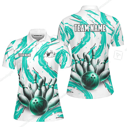 Custom Sport Bowling Team Jersey, Sport Bowling Jersey Multicolor Polo Quarter-Zip Shirts, Bowling Uniforms Jerseys, Custom Name And Team Name