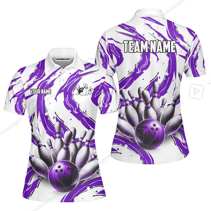 Custom Sport Bowling Team Jersey, Sport Bowling Jersey Multicolor Polo Quarter-Zip Shirts, Bowling Uniforms Jerseys, Custom Name And Team Name