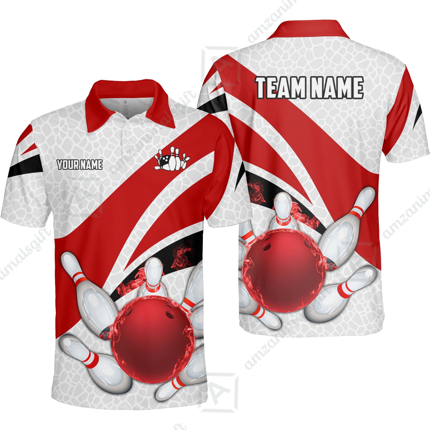 Custom Bowling Team Jersey, Ribbon Pattern Bowling Jersey Multicolor Polo Quarter-Zip Shirts, Bowling Uniforms Jerseys, Custom Name And Team Name