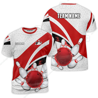 Custom Bowling Team Jersey, Ribbon Pattern Bowling Jersey Multicolor Polo Quarter-Zip Shirts, Bowling Uniforms Jerseys, Custom Name And Team Name