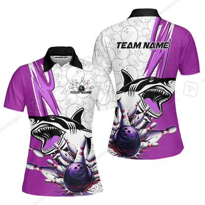 Custom Shark Bowling Team Jersey,  Shark Bowling Jersey Multicolor Polo Quarter-Zip Shirts, Bowling Uniforms Jerseys, Custom Name And Team Name